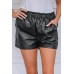 Faux Leather Ruffle Waistband Shorts