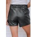 Faux Leather Ruffle Waistband Shorts