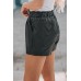 Faux Leather Ruffle Waistband Shorts