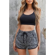Black Leopard Print Shorts with Pockets