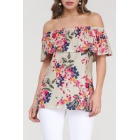 Apricot Grow with Me Off The Shoulder Floral Top