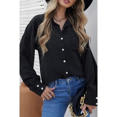 Black Oversized Boyfriend Button Shirt