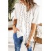 White Frilled Hollow-out Short Sleeve Shirt