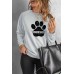 Gray DOG MOM Claw Print Long Sleeve Graphic Sweatshirt