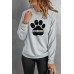 Gray DOG MOM Claw Print Long Sleeve Graphic Sweatshirt