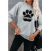 Gray DOG MOM Claw Print Long Sleeve Graphic Sweatshirt