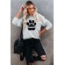 Gray DOG MOM Claw Print Long Sleeve Graphic Sweatshirt