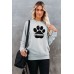 Gray DOG MOM Claw Print Long Sleeve Graphic Sweatshirt