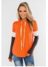 Orange Colorblock Long Sleeve Hoodie